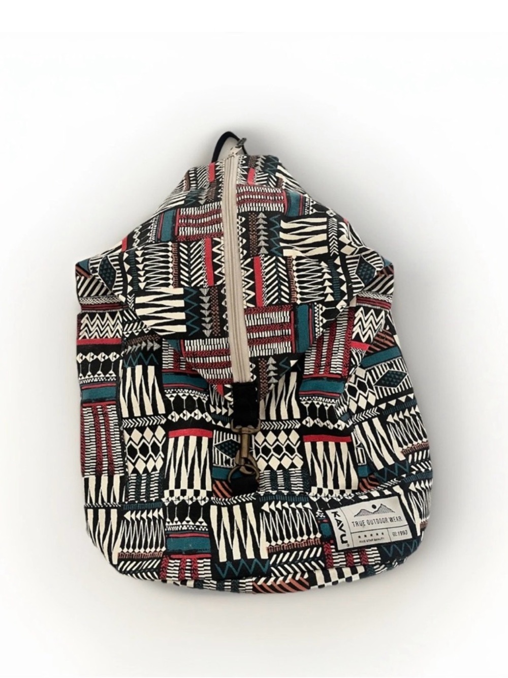Kavu Tribal Print Backpack in Teal, Red, Black & Cream